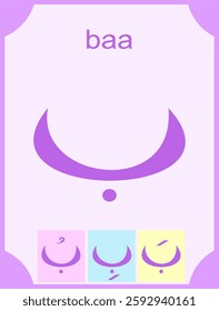 Arabic letters baa in the form of flashcards for education