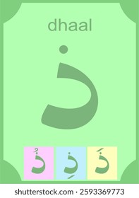 Arabic letters complete with punctuation in the form of flashcards for education, vector