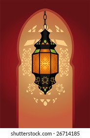 Arabic Lighting Lamp. Vector illustration.