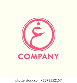 Arabic Logo Design Letter Ghain Means G In English. circle Bohemian Style Vector pink red Isolated yellow Background