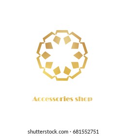 Arabic logo in golden style. Mandala for web, print and creative design. Vector illustration
