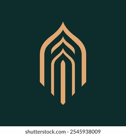 Forma árabe del símbolo de la muestra del logotipo, forma del Vector de la mezquita, icono islámico elegante, forma, Elementos, logotipo creativo, icono islámico conceptual, forma islámica para el logotipo, icono de lujo musulmán, identidad de marca, árabe.