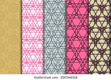 Arabic luxurious pattern set. Luxury trendy grid backgrounds. Creative linear premium texture