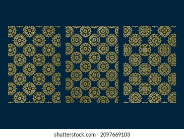 arabic luxury background design template in gold color with star or floral line art concept