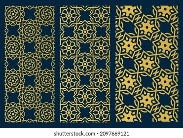 arabic luxury background design template in gold color with star or floral line art concept