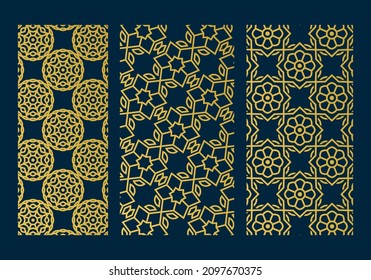 plantilla de diseño de fondo de lujo árabe en color dorado con concepto de arte estrella o línea floral