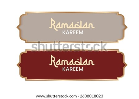 Arabic luxury golden border. Islamic text box title frame. Isolated collection Ramadan design element.Vector illustration