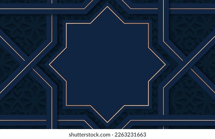fondo de ornamento árabe de lujo con marco de borde adorno dorado. Diseño de plantillas islámicas. Ilustración del vector