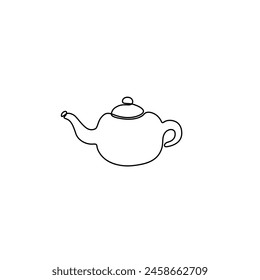 Arabische magische Genie-Lampe, Wasserkocher, Teekanne, Emblem, Logo-Design, durchgehende Linienzeichnung, Designelement für Poster, Banner, Druck, eine einzige Zeile auf weißem Hintergrund, isolierte Vektorgrafik.