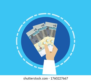 Arabic man hand with Kuwaiti dinars