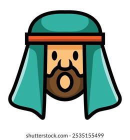 Arabic man head on white background