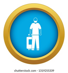 Arabic man icon blue vector isolated on white background for any design