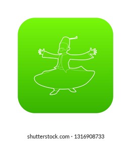 Arabic man icon green vector isolated on white background