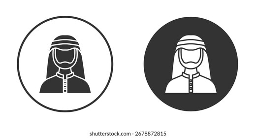 Arabic man icon pictogram. Vector outline illustration isolated on white background.