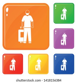Arabic man icons set collection vector 6 color isolated on white background