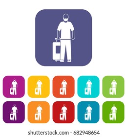 Arabic man icons set vector illustration in flat style in colors red, blue, green, and other