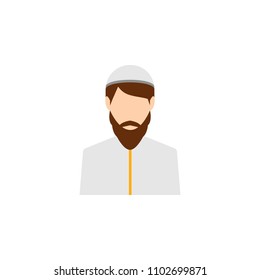 Arabic Man Profile Avatar Icon Arab Businessman, Portrait Muslim Male Face Flat Vector Illustration