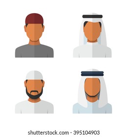 Arabic man set, vector avatars