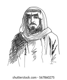 Arabic man sketch in vector.