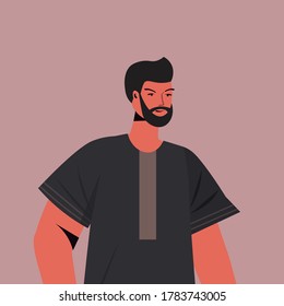 arabic man in traditional clothes arab male cartoon character portrait vector illustration