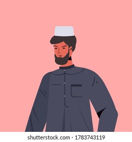 arabic man in traditional clothes arab male cartoon character portrait vector illustration
