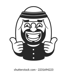 Arabic man in traditional muslim hat, vector avatar