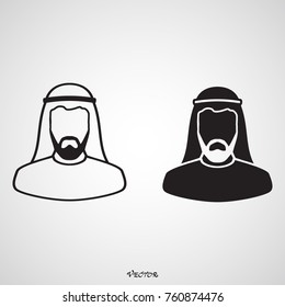 Arabic man in traditional muslim hat, vector avatar