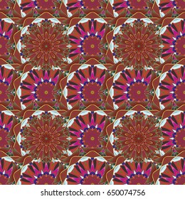 Arabic Mandala pattern on colorfil background. Orient, symmetry lace, fabric. East, Islam, Indian, motifs. Ethnic texture. Wedding, holiday card. Vintage vector decorative ornament. Colored.