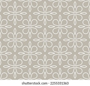 Arabic minimalistic floral seamless pattern with abstract geometric flowers vector illustration