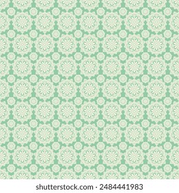 Arabic mint green color floral mandala folk seamless pattern. Elegant colorful flat ethnic floral motif repeat texture for tile, textile, carpet and wrapping.