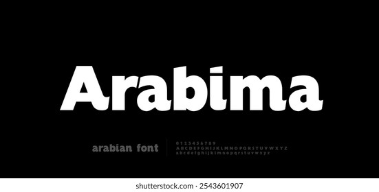 Letra árabe del alfabeto de la fuente del logotipo del estilo moderno audaz. Letras clásicas árabes elegantes. Tipografía árabe sans serif Fuentes y logotipos concepto de diseño asiático decorativo. Ilustración vectorial