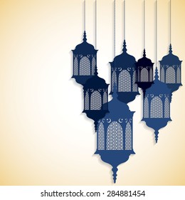 Arabic/ Moroccan lantern card in vector format.