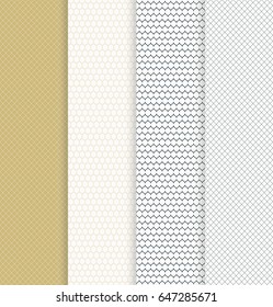 Arabic, moroccan, quatrefoil waves seamless patterns set. Geometric eastern ornament. Vector