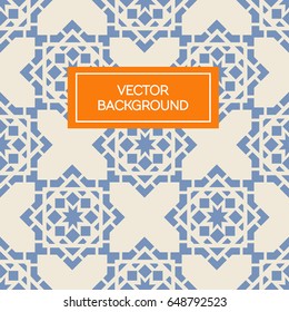 Arabic moroccan tile blue vector pattern background