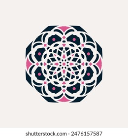 Arabic mosaic geometric symbol. Vector floral oriental ornamental logo template