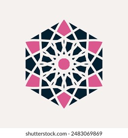 Arabisches geometrisches Mosaiksymbol. Vektorgrafik hexagonal orientalisch ornamentale Logo Vorlage