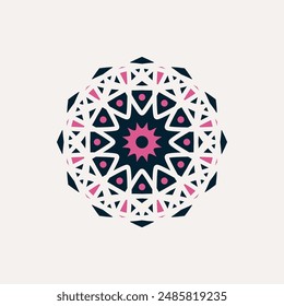 Arabic mosaic geometric symbol. Vector floral oriental ornamental logo template