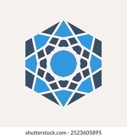 Símbolo geométrico de mosaico árabe. Modelo de logotipo ornamental oriental hexagonal vetorial