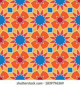 Patrón transparente de mosaico árabe. Tapiz digital de estilo árabe, impresión textil.