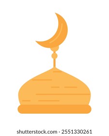 arabic mosque with crescent moon icon isolated