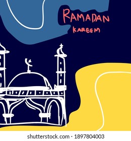 Diseño de mezquita árabe ramadhan kareem, con un concepto simple y minimalista