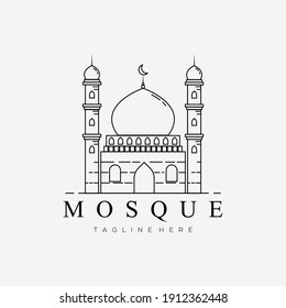 arabic mosque islamic line art logo vector illustration design svg