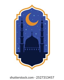 arabic mosque in the night frame isolated