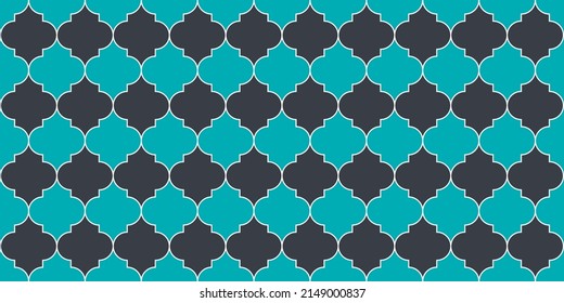 Arabic Mosque Window Shape. Traditional Ramadan Mosque Golden Motif. Ramadan Kareem Islamic Illustration. Seamless Moroccan Texture Eid Mubarak Muslim Decoration. Moroccan Seamless Mosaic Ornament.