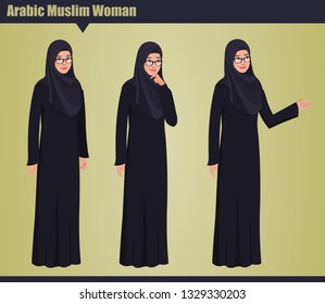 Arabic Muslim Business Woman Set with hand poses