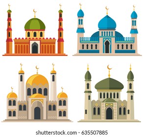 Arabic muslim mosques and minarets