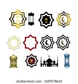Arabic muslim vector logo set. Islamic spiritual labels