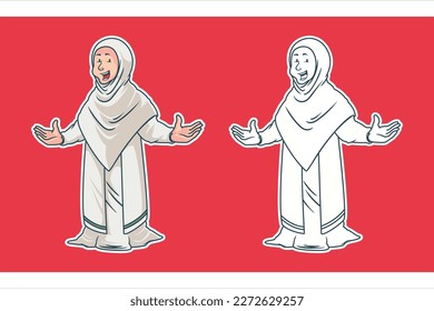 arabic muslim women Character cartoon vector Illustration