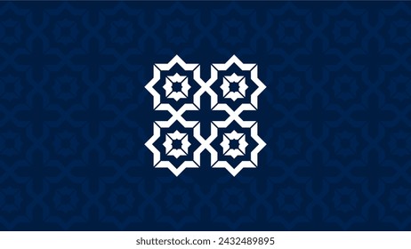 Arabic navy blue classic pattern background. Islamic greeting card, invitation, poster, banner, abstract background design template.