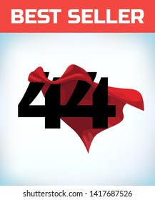 Arabic number forty four in the red cloak of the winner of the super hero. - Vector
